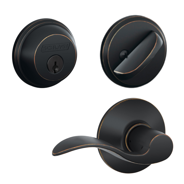 Schlage Accent Standard Deadbolt in Oil Rubbed Bronze color